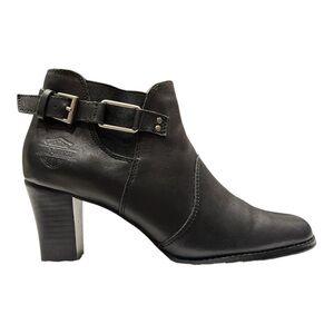 Harley Davidson Biker Ankle Boots Zip Black Leather Women's Size 7.5